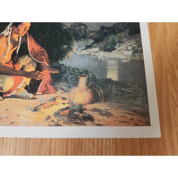 Warming Hands by the Stream Calendar Print Eanger Irving Couse Native Art 9.5x8 - Picture 5 of 8